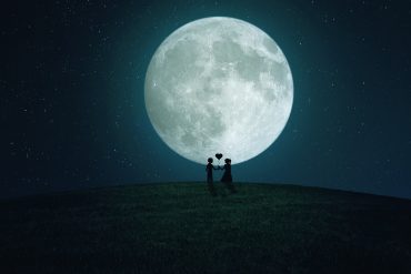 illustration lune de miel, lune et amoureux