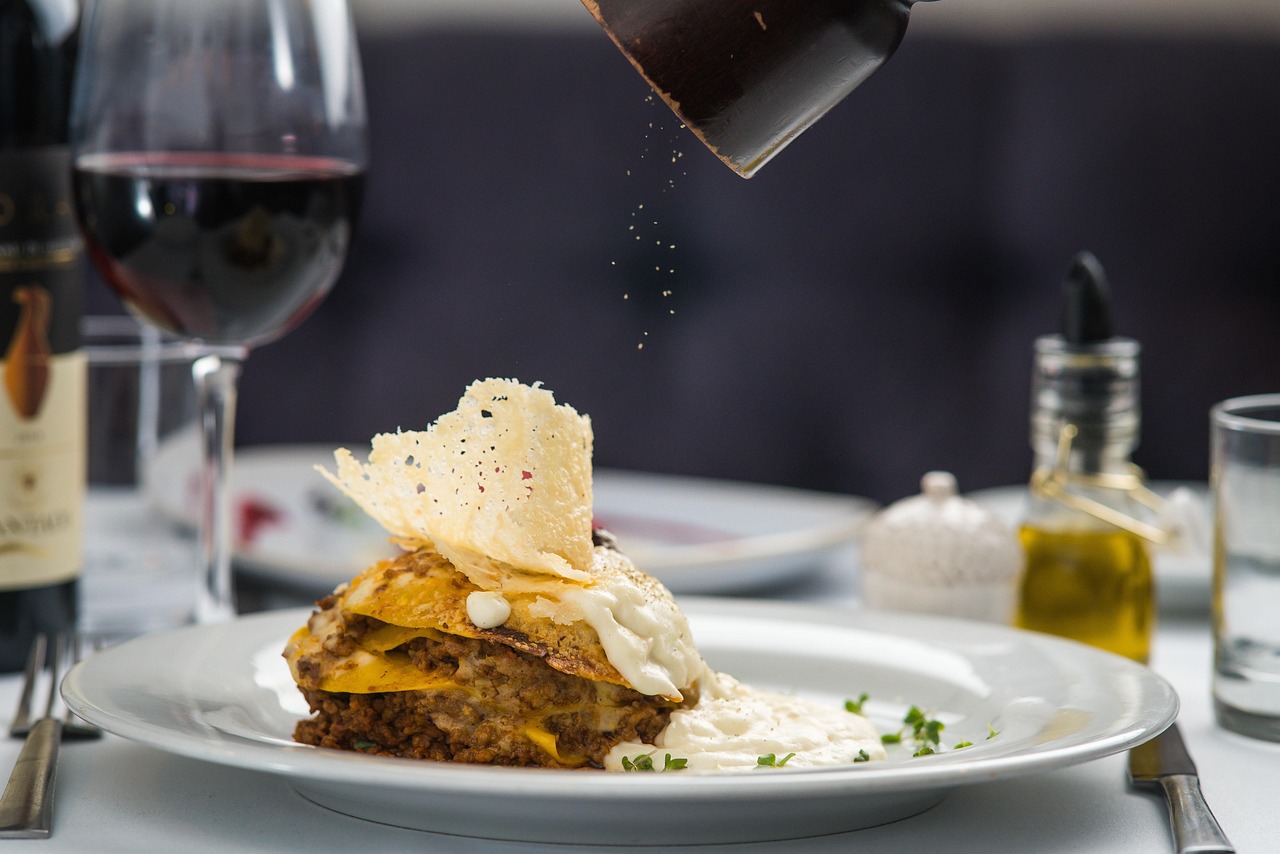 photo d'un restaurant - plat lasagne 